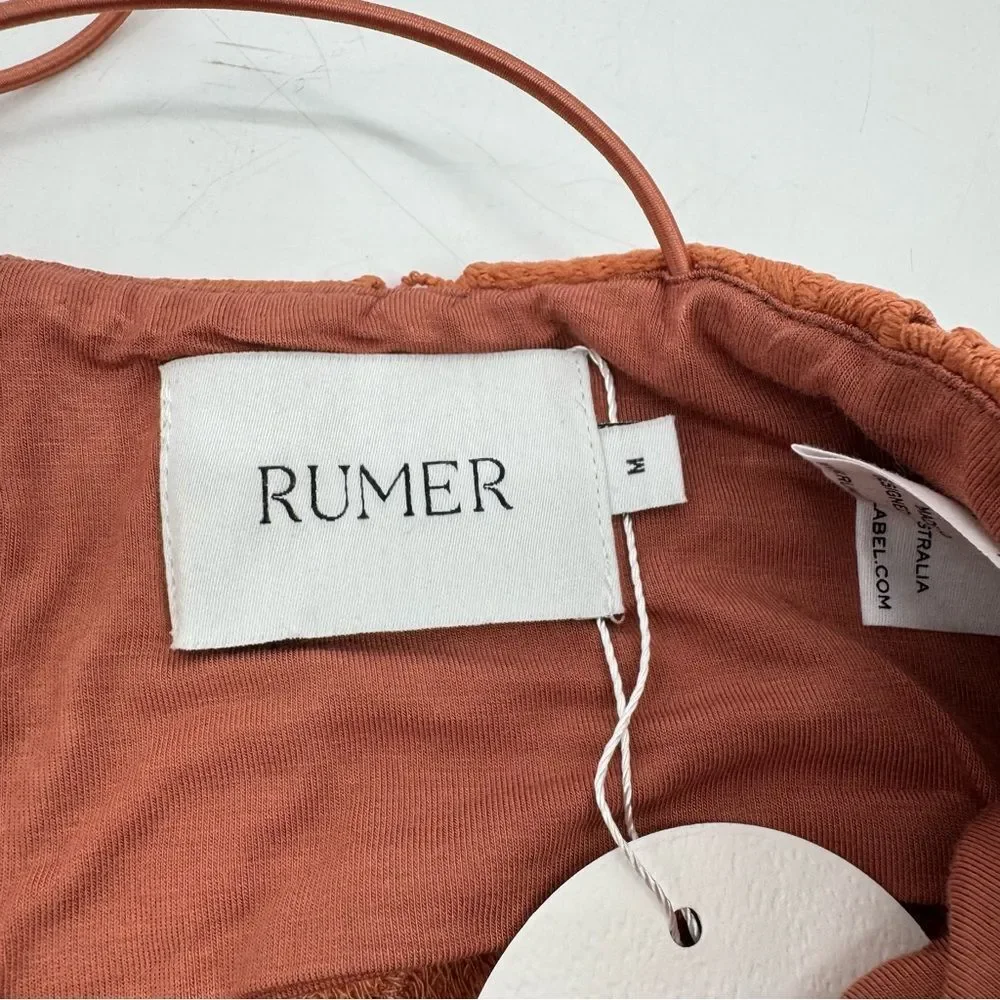 Rumer Tropez Orange Floral Lace Crochet Crop‎ Top Med NWT